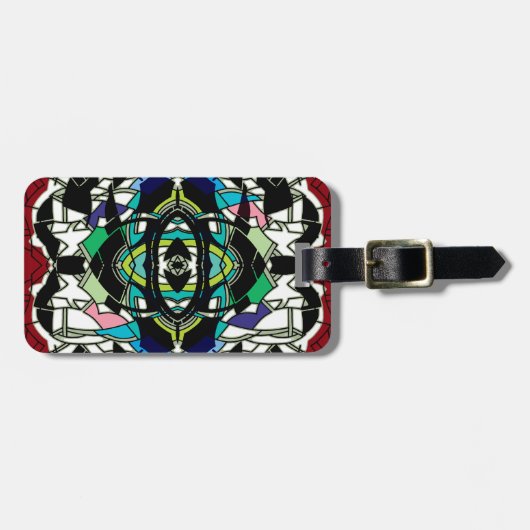 市松模様にデザイン ラゲッジタグ (正面横)