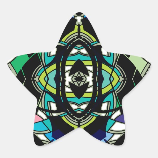 市松模様にデザイン 星シール (正面)