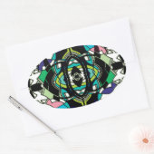 市松模様にデザイン 楕円形シール (封筒)