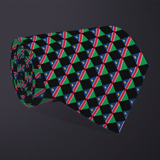 市松模様にナミビア国旗のパターン ネクタイ