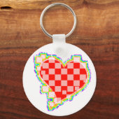 市松模様にハート キーホルダー (正面)