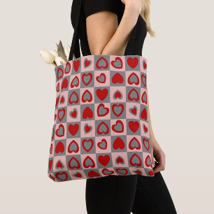 市松模様にハート トートバッグ