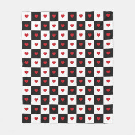 市松模様にハート フリースブランケット