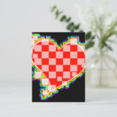 市松模様にハート ポストカード (スタンド正面)
