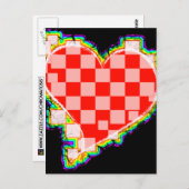 市松模様にハート ポストカード (正面/裏面)