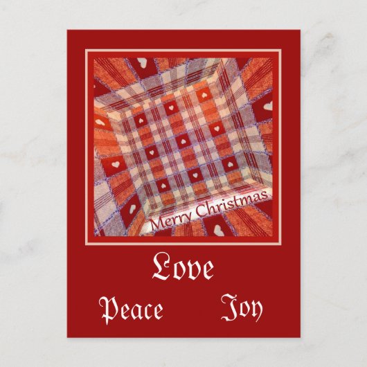 市松模様にハート ポストカード (正面)