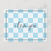 市松模様にハート ポストカード (正面)
