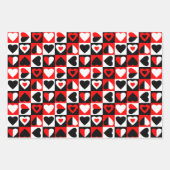 市松模様にハート ラッピングペーパーシート (正面2)