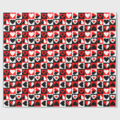 市松模様にハート ラッピングペーパー (フラット)