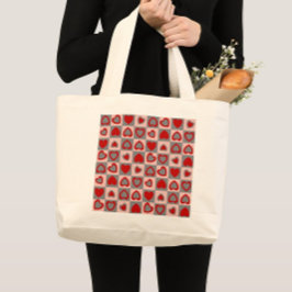 市松模様にハート ラージトートバッグ