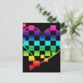 市松模様にハート. v1. ポストカード (スタンド正面)
