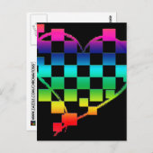 市松模様にハート. v1. ポストカード (正面/裏面)
