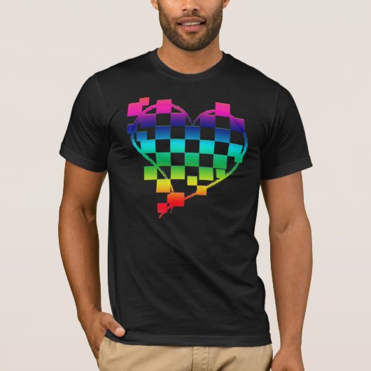 市松模様にハート. v1. tシャツ (正面)