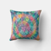 市松模様にハーレキン淡い色のレインボー クッション (裏面)