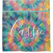 市松模様にハーレキン淡い色のレインボー シャワーカーテン (正面)