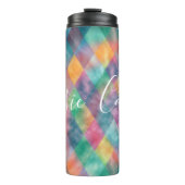 市松模様にハーレキン淡い色のレインボー タンブラー (正面)