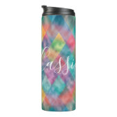 市松模様にハーレキン淡い色のレインボー タンブラー (回転右)