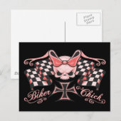 市松模様にバイクもしくは自転車に乗る人 ポストカード (正面/裏面)