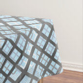 市松模様にパターン対角線グレー02.w青BG テーブルクロス (インサイチュ)