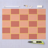 市松模様にピック赤市松模様に四角模様 薄葉紙 (クラフト)