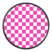 市松模様にピンクと白 アイスホッケーパック (正面)