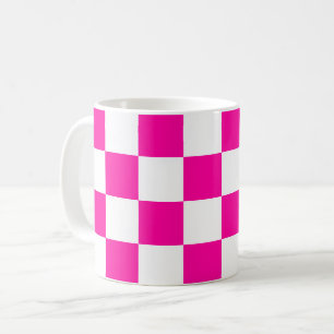 市松模様にピンクと白 コーヒーマグカップ