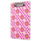 市松模様にピンクの微笑み花 クリップボード (左)