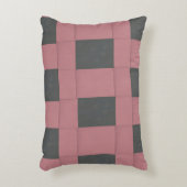 市松模様にピンクフラワー抽象芸術 アクセントクッション (正面(垂直))