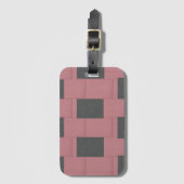 市松模様にピンクフラワー抽象芸術    ラゲッジタグ (正面縦)