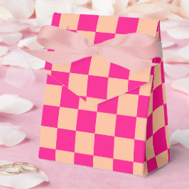 市松模様にピーチホットピンク フェイバーボックス