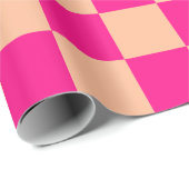市松模様にピーチホットピンク ラッピングペーパー (ロールコーナー)