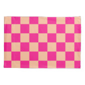 市松模様にピーチホットピンク 枕カバー (裏面)
