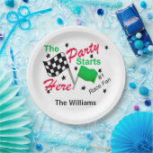 市松模様にフラグパーティーが開始する名前パーソナライズされた ペーパープレート (パーティー)