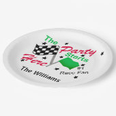 市松模様にフラグパーティーが開始する名前パーソナライズされた ペーパープレート (アングル)