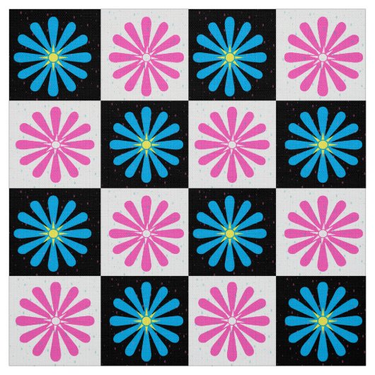 市松模様にフローラ抽象芸術 ファブリック (見本)