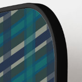 市松模様にプライドブルーグリーンパープルとターコイズ ピックルボールラケット (左詳細)