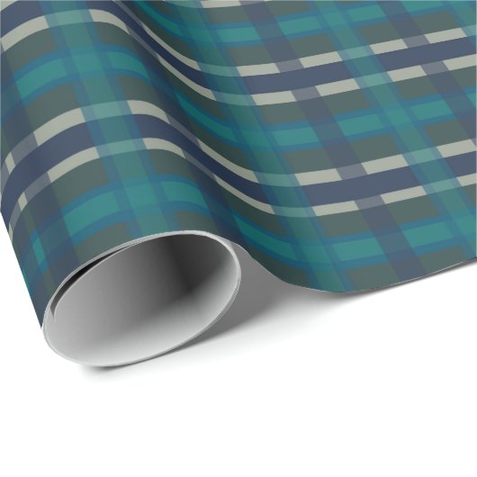 市松模様にプライドブルーグリーンパープルとターコイズ ラッピングペーパー (ロールコーナー)