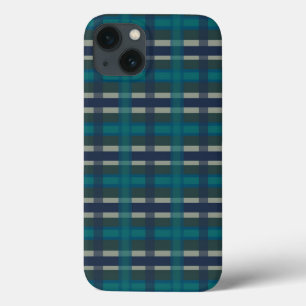 市松模様にプライドブルーグリーンパープルとターコイズ iPhone 13ケース