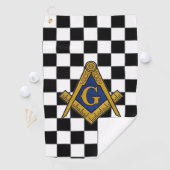 市松模様にマソニックフリーメゾンズスクエアとコンパス ゴルフタオル (インサイチュ)