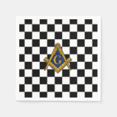 市松模様にマソニックフリーメゾンズスクエアとコンパス スタンダードカクテルナプキン (正面)