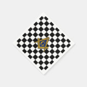 市松模様にマソニックフリーメゾンズスクエアとコンパス スタンダードカクテルナプキン (角)