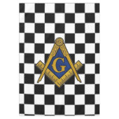 市松模様にマソニックフリーメゾンズスクエアとコンパス テーブルクロス (正面)