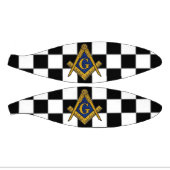 市松模様にマソニックフリーメゾンズスクエアとコンパス ミニバスケットボール (パネル)