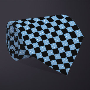 市松模様にミクロネシア国旗のパターン ネクタイ