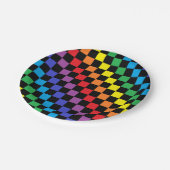 市松模様にレインボー ペーパープレート (アングル)