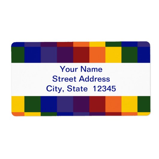 市松模様にレインボー ラベル (正面)