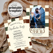 市松模様にレトログラード'25 Arch写真卒業 招待状