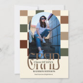 市松模様にレトログラード'25 Arch写真卒業 招待状 (正面)