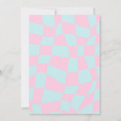 市松模様にレトログルーヴィディスコレッズパーティー誕生日 招待状 (裏面)