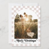 市松模様にレトロファミリーアーチ写真 シーズンカード (正面)